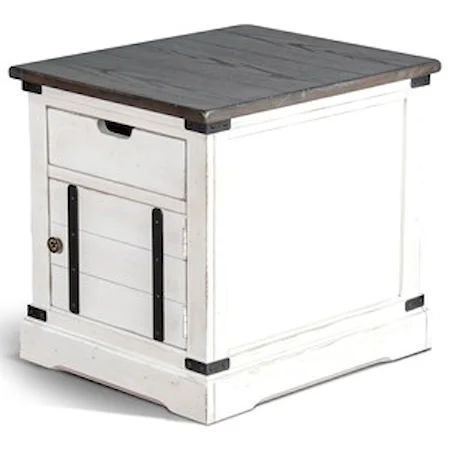 Rustic End Table with Door
